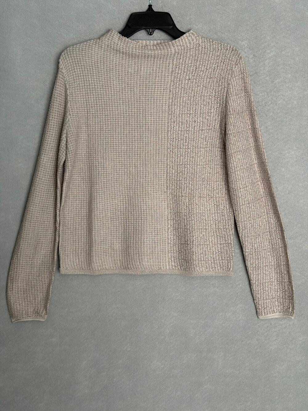 Nic & Zoe Pixel Knit Sweater Funnel Neck Neutral Multi Women's Small NEW